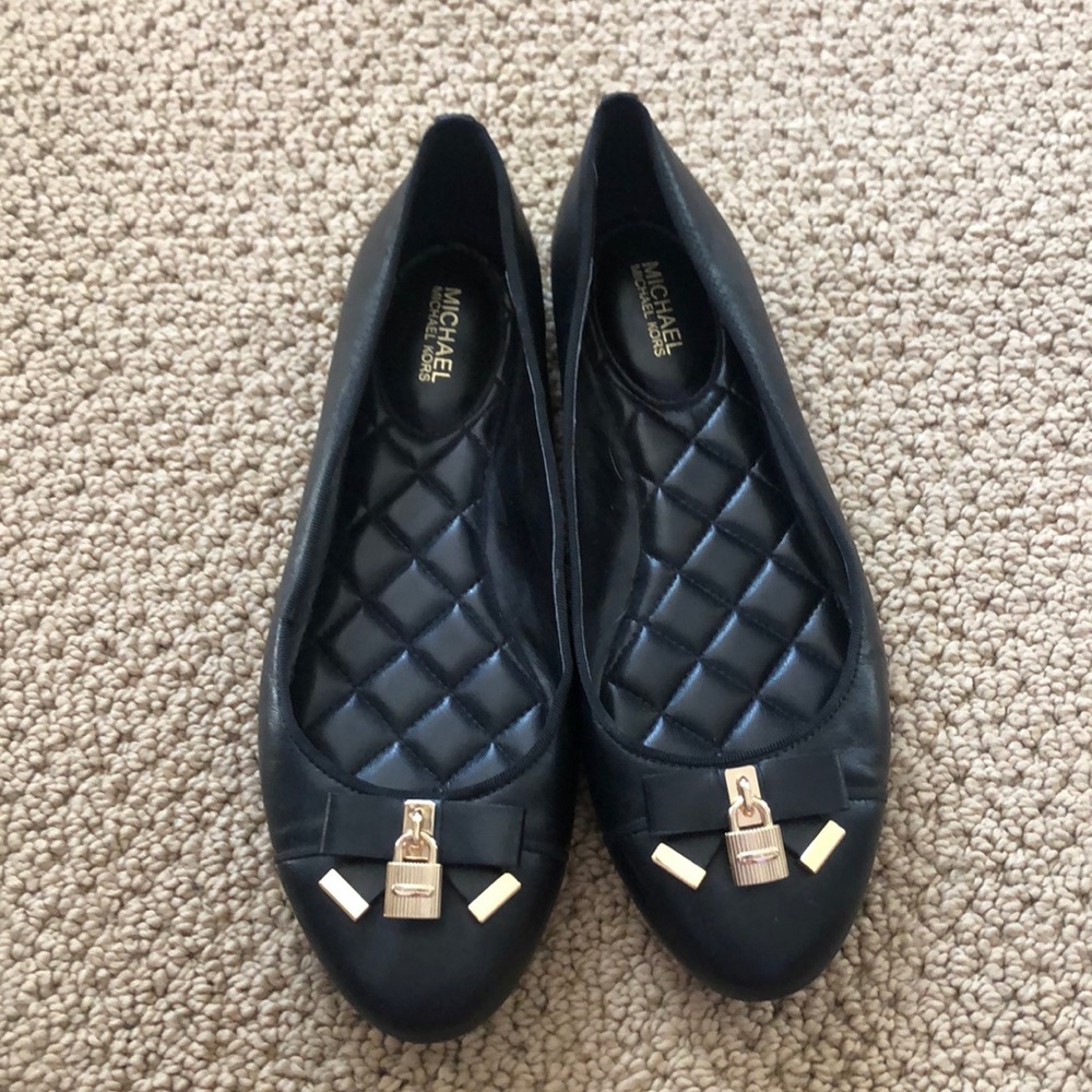 Michael Kors Black Flats w/ Gold Lock